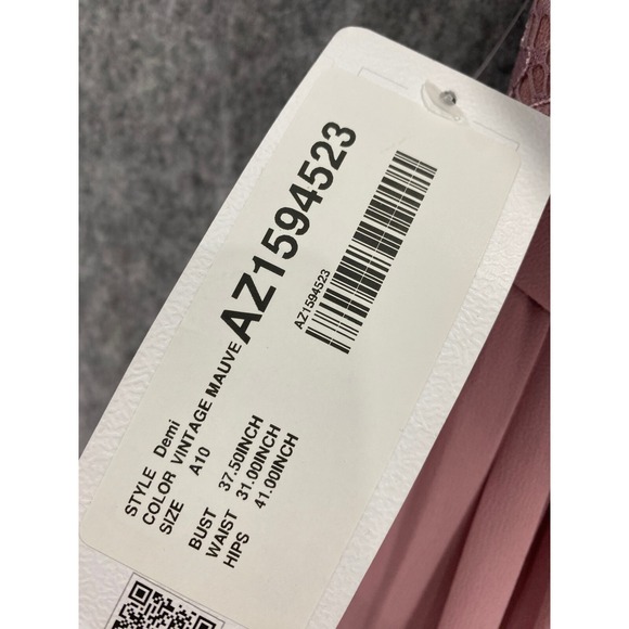 Azazie Demi One Shoulder Dress Lace Bodice Formal Gown Bridesmaid Mauve Size A10 - Picture 5 of 11